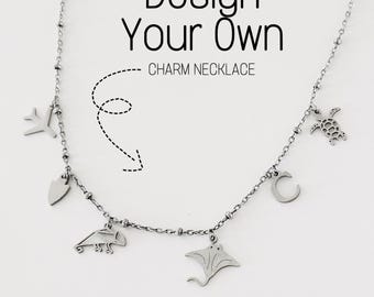 Custom Personalized Charm Necklace - design your own - choose your charms - charm bar jewelry