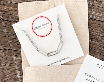 Sister Necklace: Paperclip Link, Stainless Steel Sister In Law Jewelry