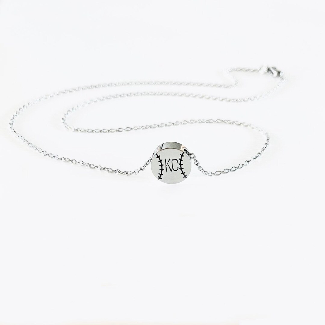 Kansas City Inspired Royal Necklace KC Baseball Necklace Silver Mini KC