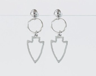 Kansas City Open Arrowhead Earrings. Gold and Silver KC football Arrowhead Stud Dangle Earrings. Chief jewelry.