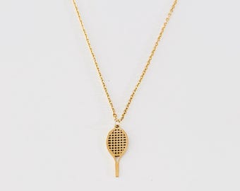 Tennis racket necklace. Silver or Gold tennis player charm. Tennis mom jewelry.