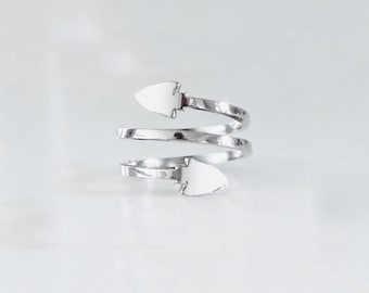Kansas City Inspired Arrowhead Ring. Silver or Gold KC football arrowhead wrap ring. Chief jewelry.