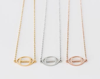 Kansas City Mini Open Football Necklace. Gold and Silver KC football necklace. Chief jewelry.
