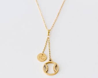KC Baseball Necklace: Kansas City Stainless Steel Royal Charm Silver Gold Jewelry
