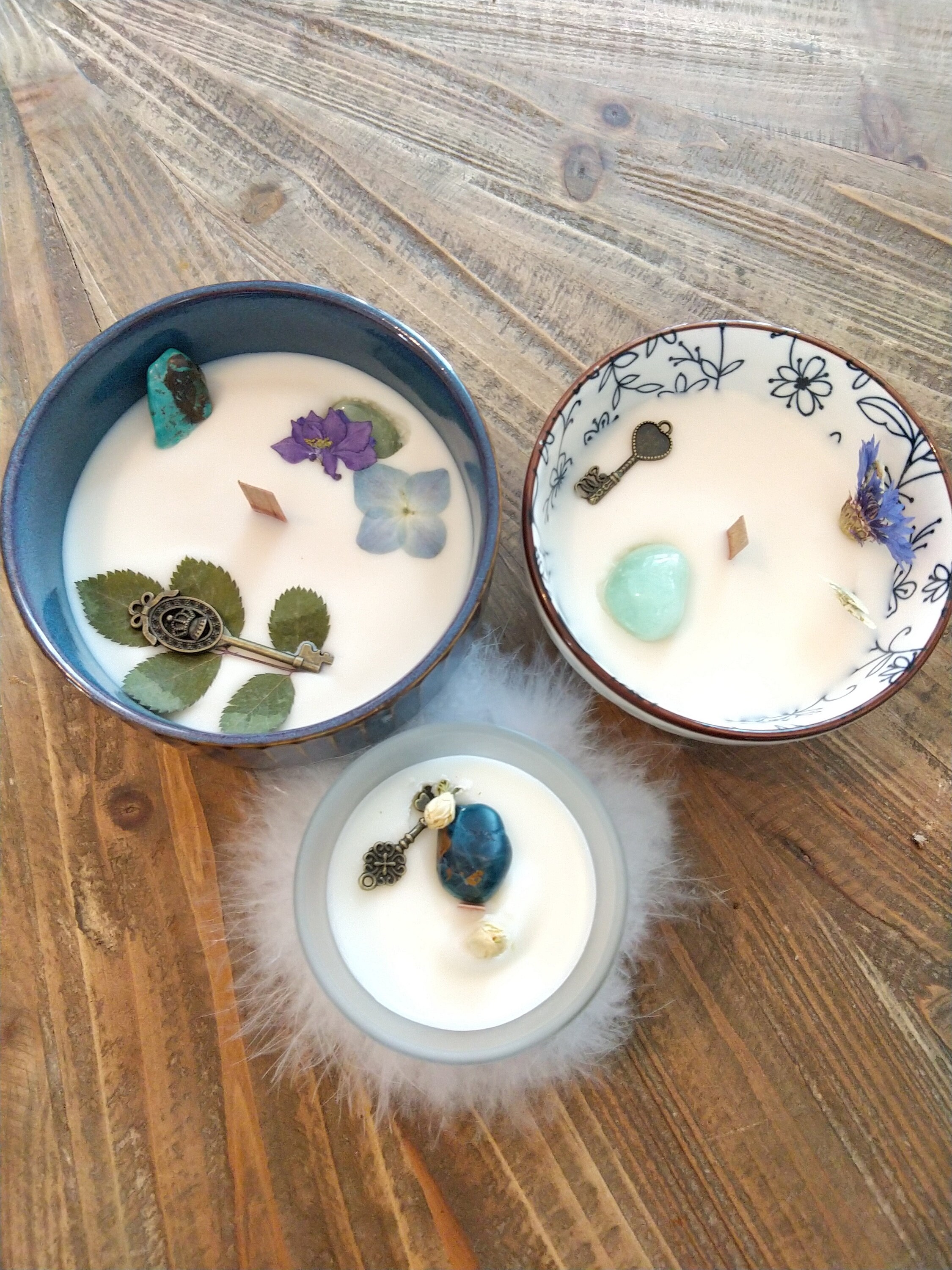 Bougie La Clé - Jasmin Aigue Marine Turquoise Sodalite Communication Harmonie