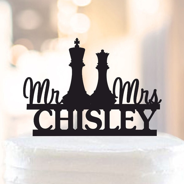 Chess Wedding Cake Topper,Cake Topper for Wedding,Unique Wedding Cake Topper,King and Queen Chess Piece,Custom Wedding Cake Topper (1289)