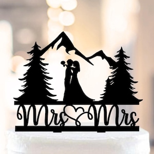 Mountain Hiking Lesbian cake topper,Lesbian wedding cake topper,mrs and mrs Wedding cake topper,lesbian Outdoor Wedding Cake Topper (1427)
