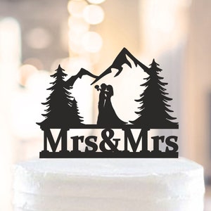 Mountain Hiking Lesbian cake topper,Lesbian wedding cake topper,mrs and mrs Wedding cake topper,lesbian Outdoor Wedding Cake Topper (1427)