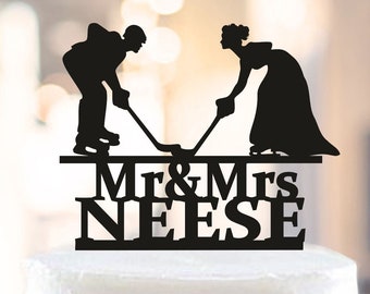 Mr and Mrs Hockey Cake Topper, Hockey Couple Cake Topper, Hockey Theme Wedding Party, Hockey Players Wedding,hockey party topper for wedding