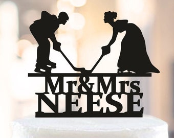 Mr and Mrs Hockey Cake Topper,Hockey Couple Cake Topper,Hockey Theme Wedding Party,Hockey Players Wedding,hockey party topper for wedding