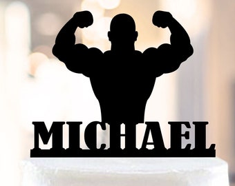 Trainer Cake Topper, Bodybuilder Cake Topper,Weight Lifting Toppers,Gym Cake Topper,Fitnes Cake Topper,Bodybuilder birthday Cake Topper 1266