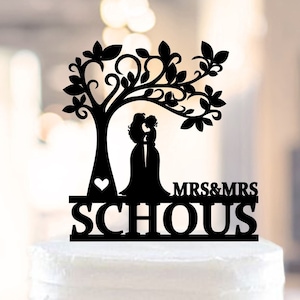Lesbian cake topper with Tree,Lesbian wedding cake topper,Lesbian cake topper,mrs and mrs cake topper,lesbian marriage cake topper (1388)