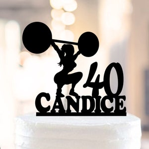 Bodycycling Frau Weiblich Tortendeko, Fitness Cake Topper, Starke Tortenfigur, Muskel Flex Gym Workout Zug Gesundheit Gewicht Pose Fit Body 1441