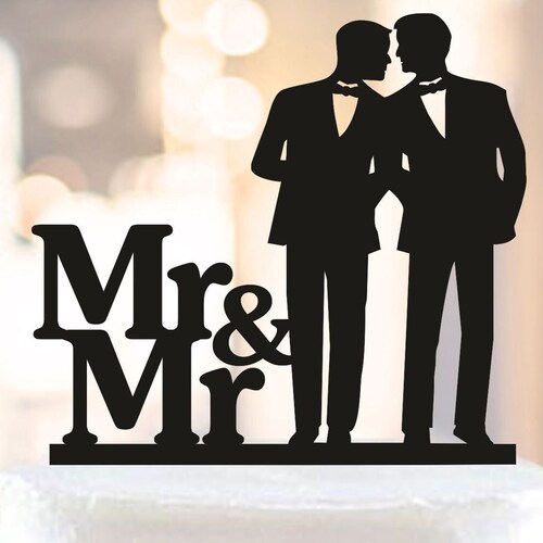 Mr And Mr Cake Topper Acrilico Nero Amore Gay Gay His And His Retro Wedding Cake Toppers Silhouette Matrimonio Fidanzamento Party Decor Personalizzato Nome Est Date Gay Coppia Regali 6 pollici