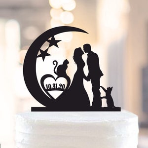 Moon and Stars Cake Topper,Mr and Mrs Wedding Cake Topper,Moon Cake Topper,Bride and Groom in Moon,To the Moon and Back cake topper 1483