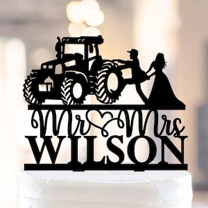 Country Wedding Cake Topper,Farmer Wedding cake topper,Rustic Wedding Cake Topper,Tractor Cake Topper,Country Wedding cake topper 1294