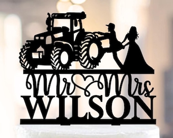 Country Wedding Cake Topper,Farmer Wedding cake topper,Rustic Wedding Cake Topper,Tractor Cake Topper,Country Wedding cake topper 1294