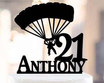 Skydiver cake topper,Fall in Love Skydivers Cake Topper,Skydiver Birthday Party, paratrooper cake topper, 21 Cake Topper, 21 Birthday (1048)