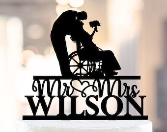 Wedding Cake Topper With Wheelchair, Bride in Wheelchair Cake Topper, Special Needs Wedding, Woman on the Wheelchair, Cake Topper Wheelchair