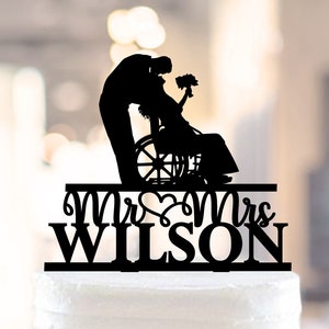 Wedding Cake Topper With Wheelchair, Bride in Wheelchair Cake Topper, Special Needs Wedding, Woman on the Wheelchair, Cake Topper Wheelchair image 1