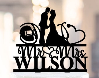 Welder and Nurse Wedding Cake Topper, Welder cake topper,Mr and Mrs cake topper, Nurse wedding cake topper,Nurse wedding, Welding topper