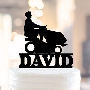 Lawn Mower cake topper,Custom Bobblehead Push Lawn Mower Freak, Dude on Lawn Mover Custom Bobblehead,Cake Topper Funny Lawn Mower 1466