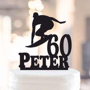 Surfing Cake Topper,Male Surfer cake topper,Surfing Birthday topper,Surfing celebration (1080)