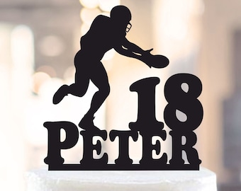 American football Birthday Cake Topper,Customizable Birthday Cake Topper,American football party,Silhouette American Football player (1174)