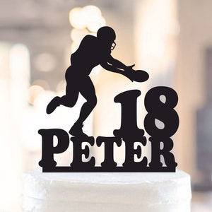 American football Birthday Cake Topper,Customizable Birthday Cake Topper,American football party,Silhouette American Football player (1174)