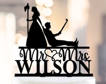 Golf Wedding Cake Topper, Golfing Cake Topper, Golfers Cake Topper, Golf Theme Wedding, Golf Lover Couple Topper, Bride & Groom Golf Topper