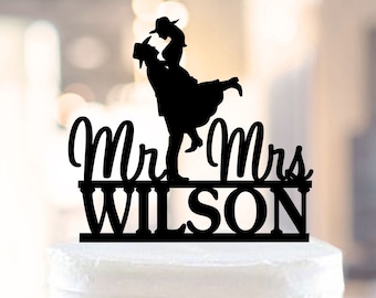 Country Western Wedding Cake Topper, Cowboy Hat and Boots,Personalized with Name, Custom Cowboy Wedding Topper,Cowboy western theme 1363