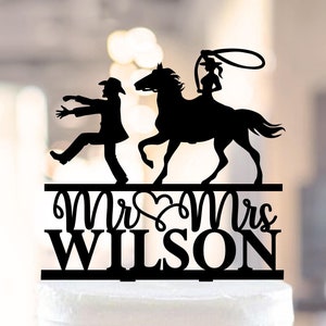 Topper per torta nuziale country, topper per torta cowboy, topper per torta a forma di cavallo, cowboy con lazo, selvaggio west, esibizione, topper per torta western, cattura la sua cavalcata 1150