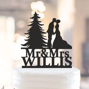 Mr & Mrs Christmas Cake Topper, Winter Wedding Cake Topper, Christmas Wedding, Christmas Tree Wedding Cake Topper, Glitter cake topper 1360