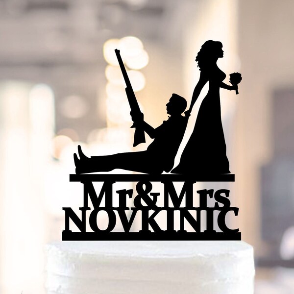The Hunt Is Over Cake Topper, Rifle Wedding Cake Topper, Hunting