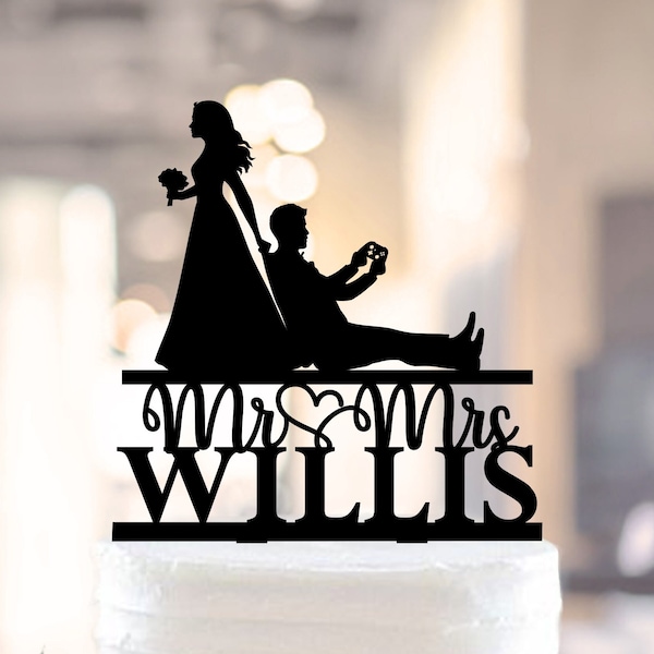 Gamer Wedding Cake Topper, Nerd Cake Topper for Wedding, Funny Gaming Cake Decoration, Custom Video Game Topper, Nerdy Wedding, Geek Topper