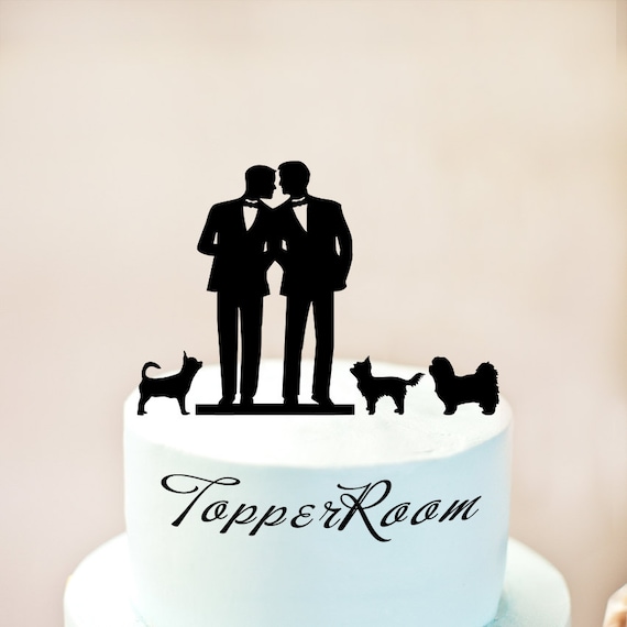Gay Cake Topper With 3 Dogssame Sex 3 Dogs Cake Toppergay Etsy