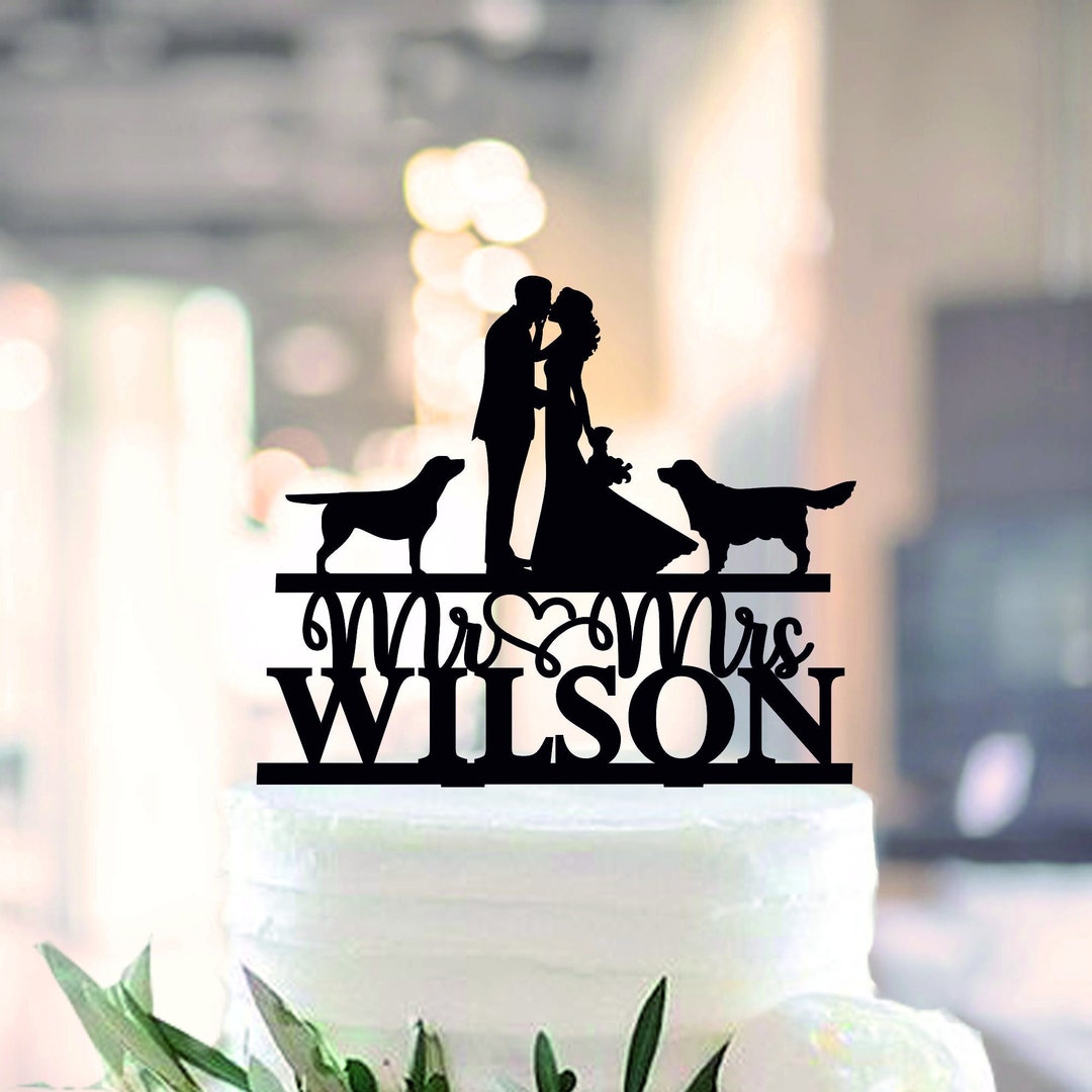 Wedding Cake Topper With Dogs, Two Dogs Cake Topper for Wedding, Dogs ...