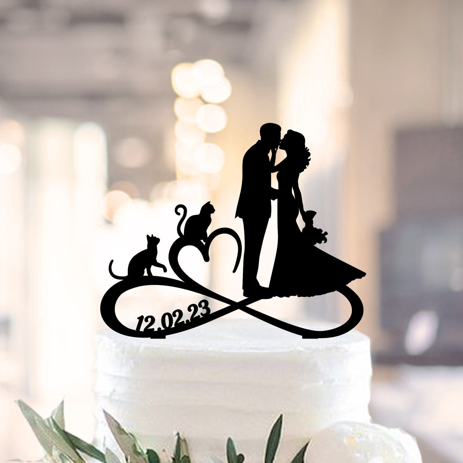 Couple With Cats Cake Topper Two Cats Wedding Cake Topper Etsy