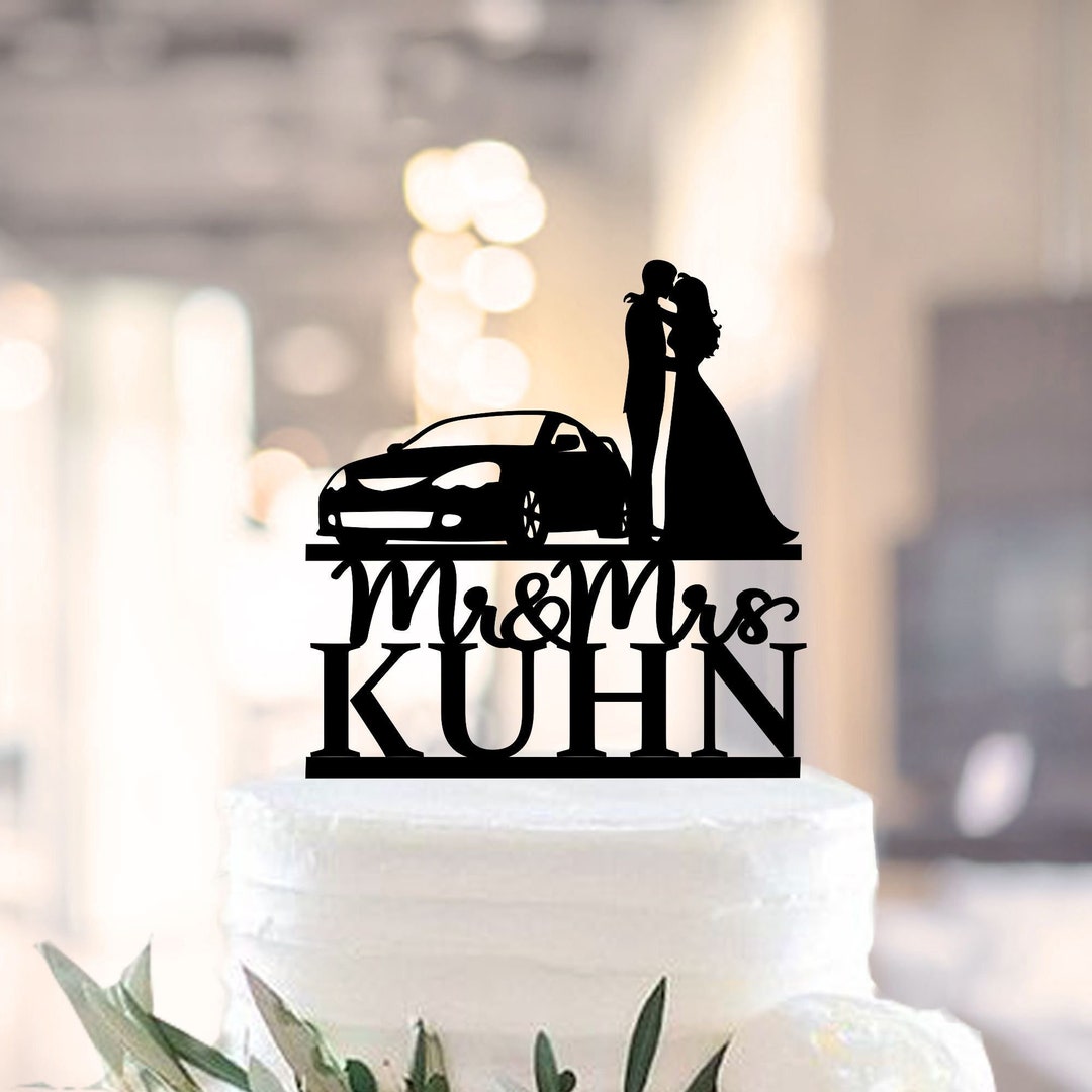 Wedding Cake Topper With Car, Couple and Car Cake Topper for Wedding ...