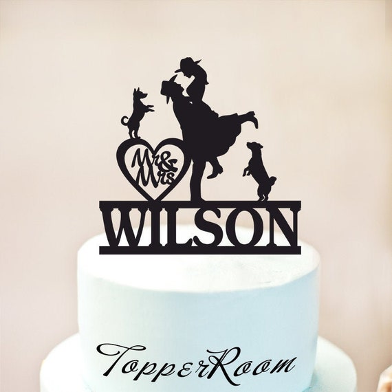 Cowboy Hat and Boots,Personalized with Name Custom Cowboy Wedding Cake Topper,Cake topperwith dogs1364 Country Western Wedding Cake Topper