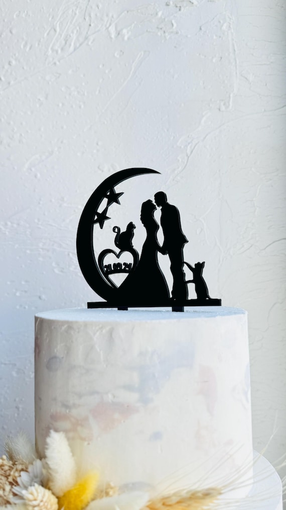 Moon Wedding Cake Topper Moon Cake Topper With Bride And Groom,moon