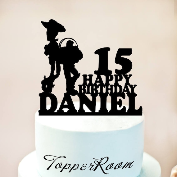 Personalised Toy Story Woody /&Buzz Themed Glitter Card Cake Topper Name And Age