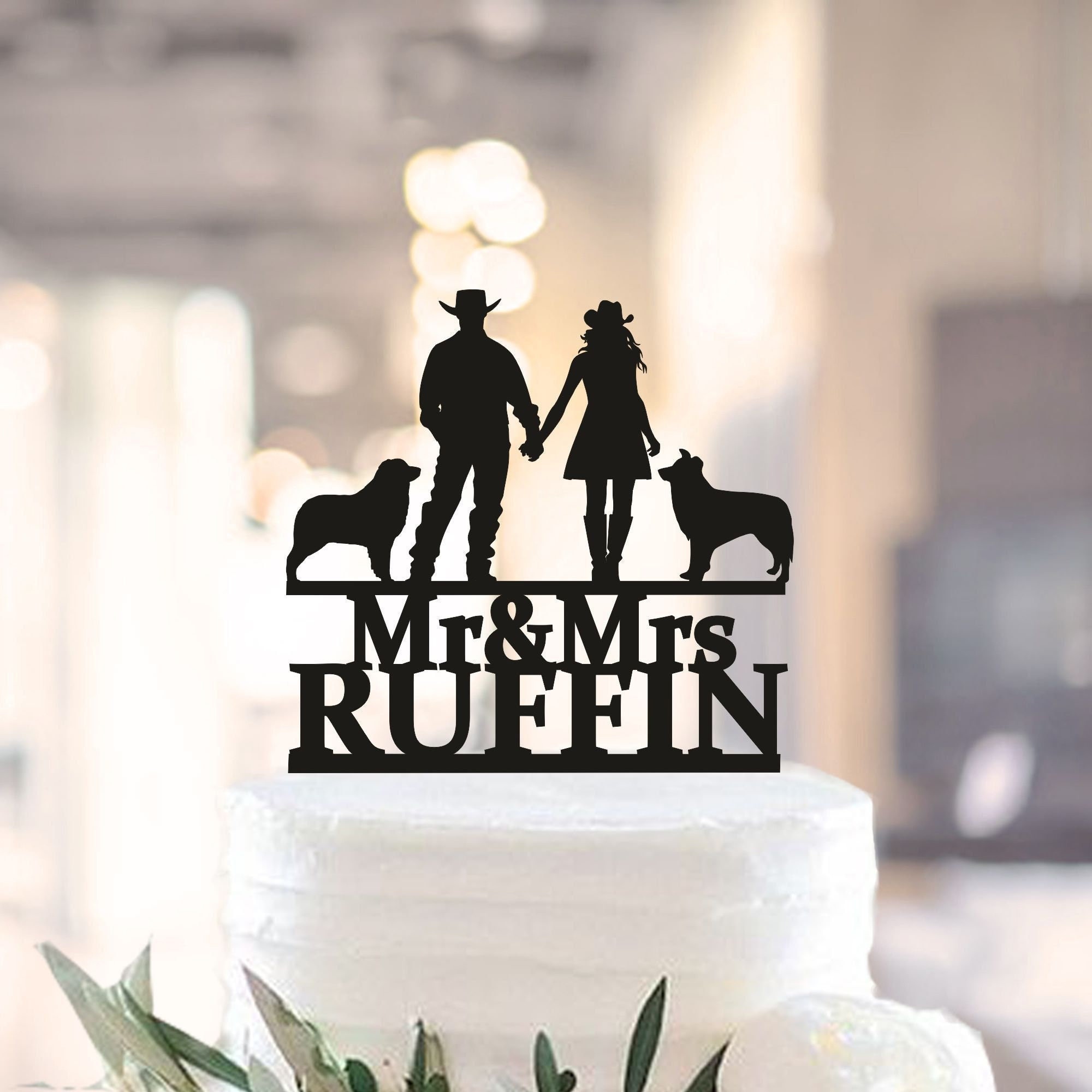 Cowboy Wedding Cake Topper,Country Cake Topper,Western Cake Topper,Country Wedding Cake Topper,Cowboy with dog Cake Topper (1173)