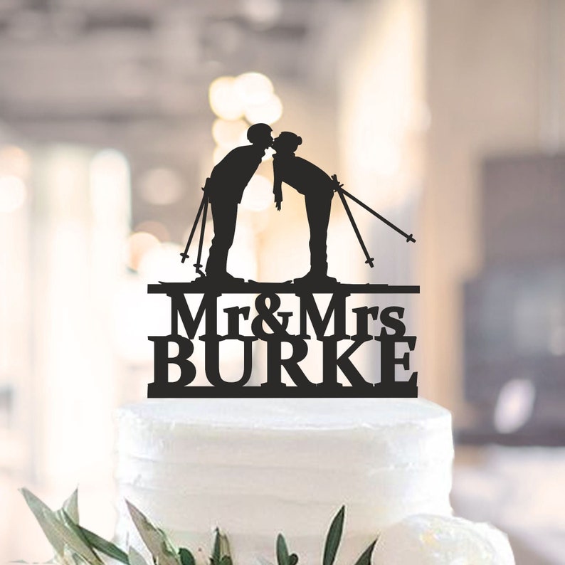 Bride and Groom Skiers Cake Topper,Winter sports Cake Topper,Win Bride and Groom Skiers Cake Topper,Winter sports Cake Topper,Win