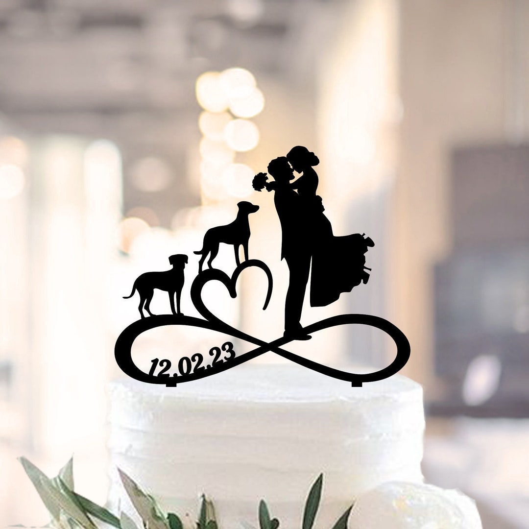 Wedding Cake Topper With Dogs, Pair Toppers With Dog, Couple Cake ...