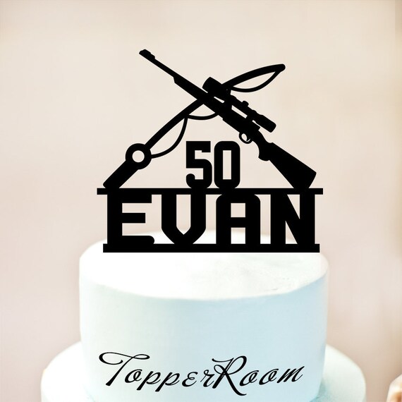 Hunting And Fishing Birthday Cake Topper Fisherman Cake Etsy