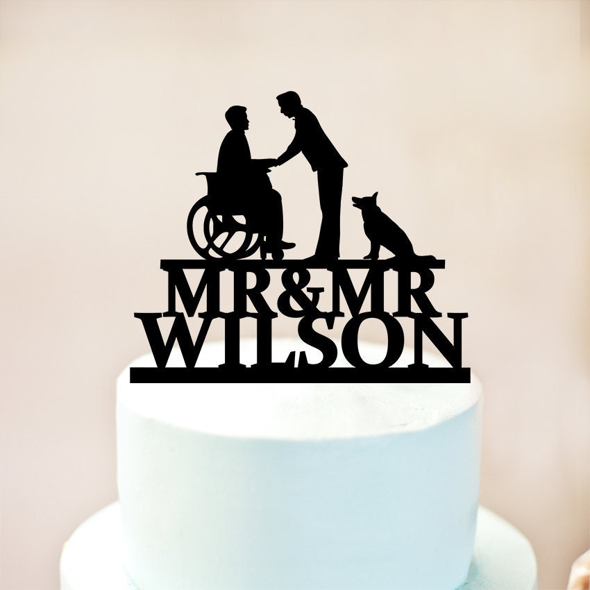 Gay Couple On A Wheelchair Cake Toppermr And Mr Cake Etsy