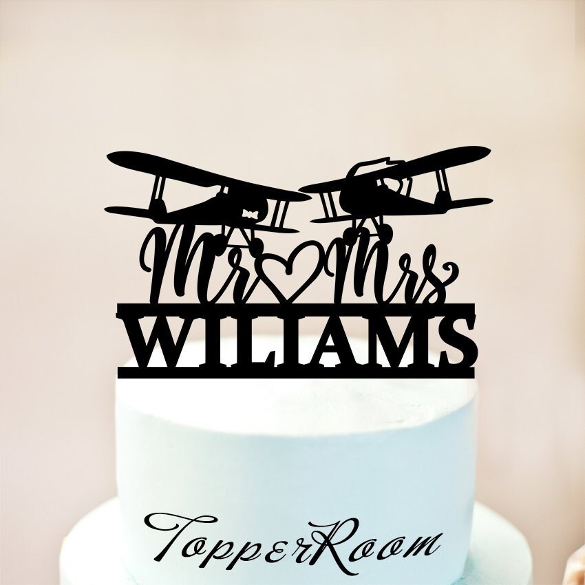 Airplane Wedding Cake Topper Groom and Bride Cake Topper Etsy