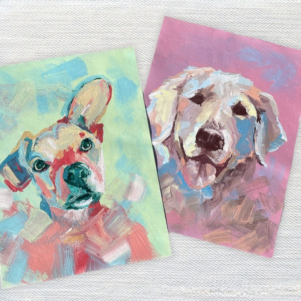 Portrait d'animal de compagnie personnalisé à partir d'une photo | Peinture acrylique pour chien | Peinture abstraite originale de chien sur toile | Cadeau pour amoureux des chiens
