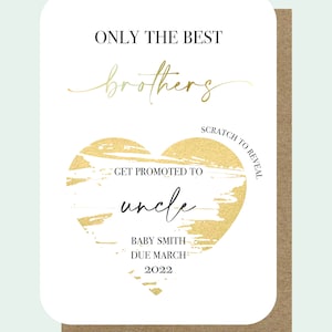 Personalised Surprise Pregnancy Reveal Card for your Brother | Scratchie Card | Gold | Silver | Rose Gold Foil Printed | C6 Envelope | A6